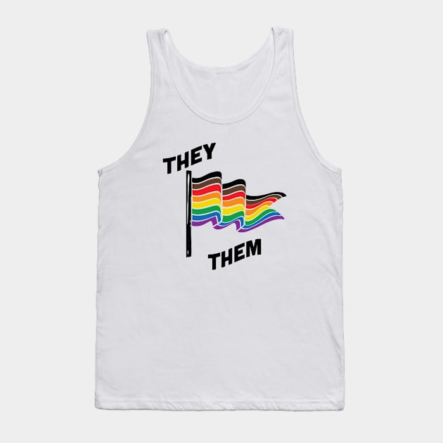 They/Them Pronouns Retro Banner Tank Top by lavenderhearts